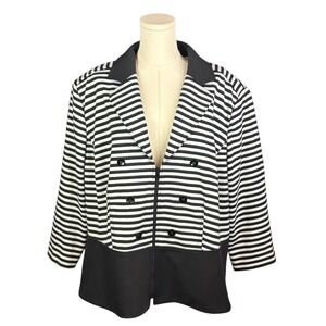 Tahari Black/White Casual Blazer w/ Button Accents, Zipper, & Shoulder Pads (22)